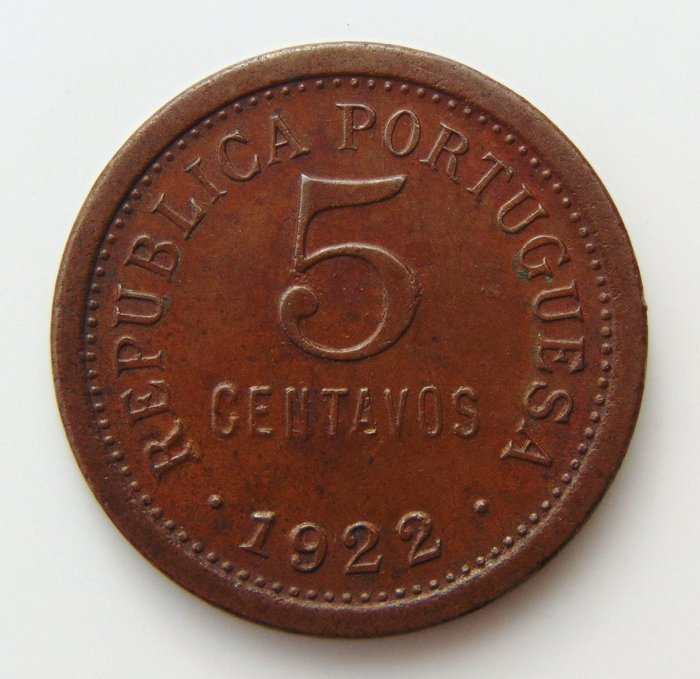 Portugalia. Republic. 5 Centavos 1922 - Rara