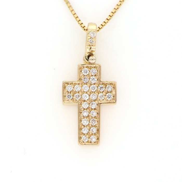 Ohne Mindestpreis - Halskette - 18 kt Gelbgold, NEU -  0.29 tw. Diamant  (Natürlich) 