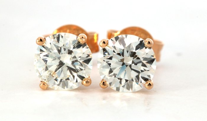 Boucles d'oreilles cloutées - 18 carats Or jaune -  1.50ct. tw. Diamant  (Naturelle)