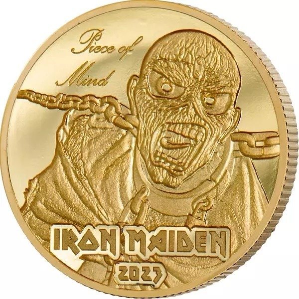Islas Cook. 5 Dollars 2023 -  Iron Maiden - Piece of Mind 0,5 Gr. Gold (.9999)  (Sin Precio de Reserva)