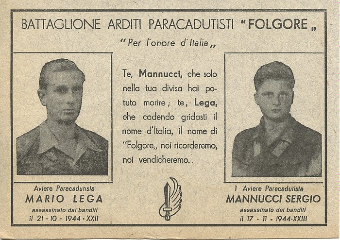 Fascismul Republicii Sociale Folgore - Carte poștală - 1944-1944