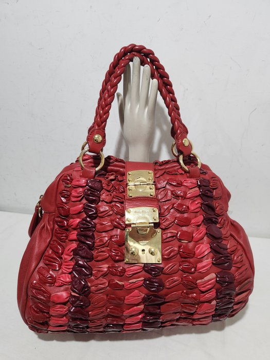 Miu Miu - Red Leather Bag - Dome Bag - Håndtaske