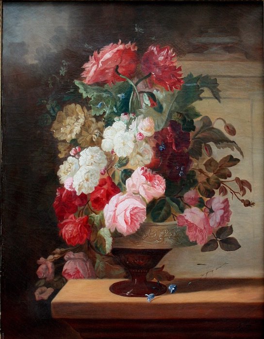 J. Parise (XIX) - Classical still life with flowers