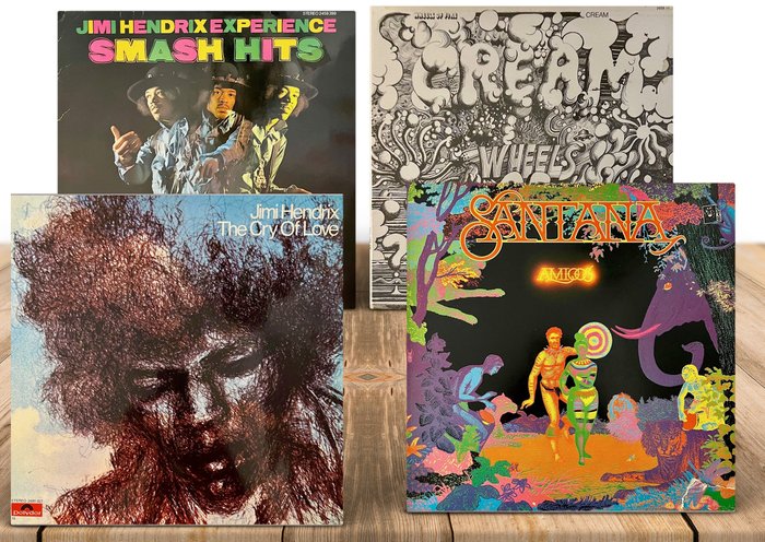 Cream, Santana, The Jimi Hendrix Experience - The Cry Of Love / Smash Hits / Wheels Of Fire / Amigos - LP-albumit (useita esineitä) - 1st Pressing - 1971