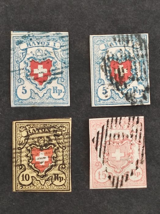 Suisse 1850/1852 - rayonne I / rayonne II / rayonne III