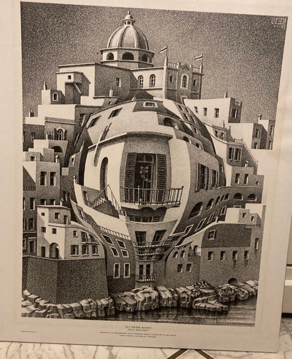 M.C. Escher (1898-1972) - Fraaie vintage after ( Balkon )