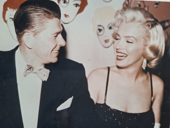 Marilyn Monroe & Ronald Reagan by photographer Bruno Bernard of Hollywood (1912-1987) - 'Beverly hills Hotel Party, 1953.'