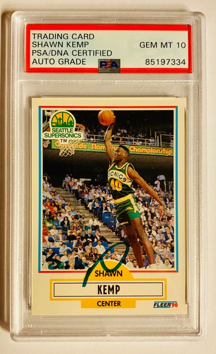 1990 - Fleer - Shawn Kemp - #178 Rookie - Hand Signed - 1 Graded card - PSA/DNA Auto 10