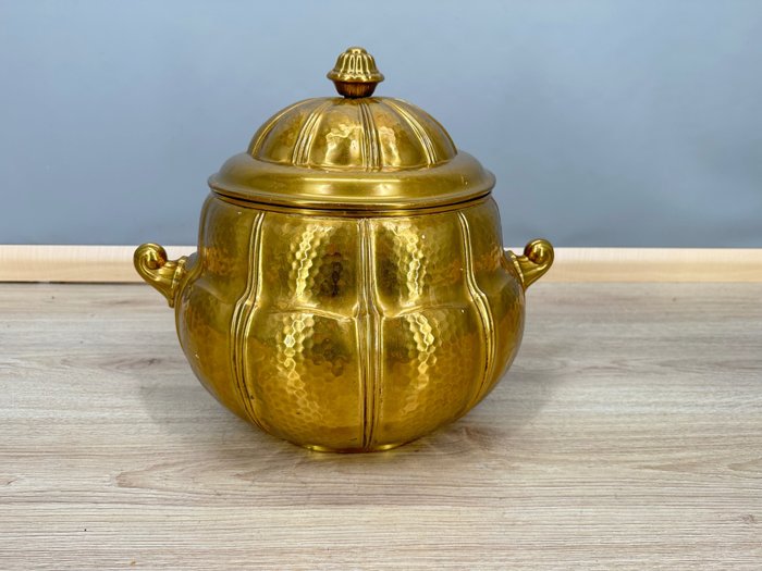Grote art deco messing koperen punchkom - 碗 - 铜, 黄铜