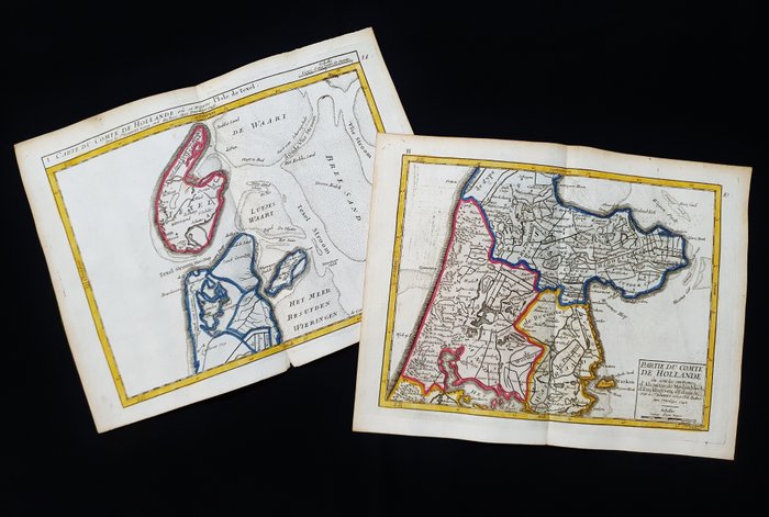 Niederlande, Landkarte - (VIEL von 2) - Holland / Amsterdam / Belgien / Niederlande / Texel; R. de Vaugondy / M. Robert - Carte du Comtè de Hollande, l'isle de Texel - 1721-1750