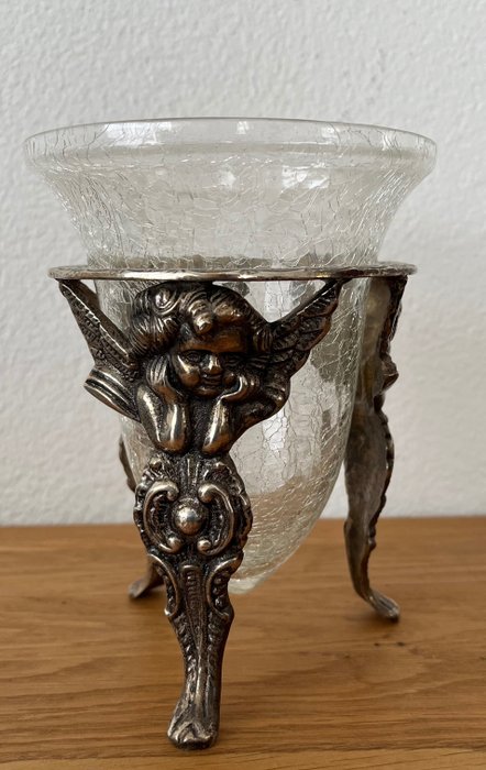 Váza  - Üveg és ezüstözött