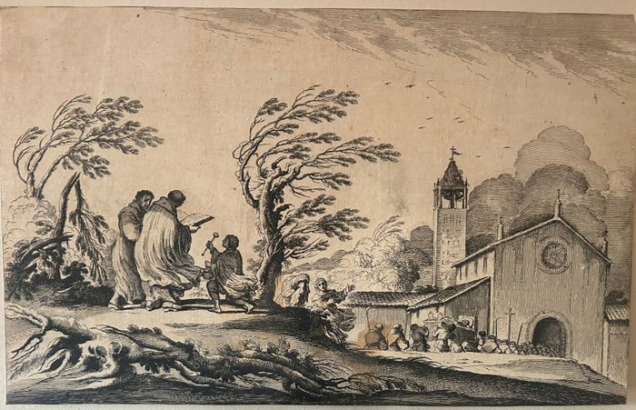 Barbieri Giovan Francesco Detto Guercino (1591/ 1666) - Funerale  in una chiesa di campagna