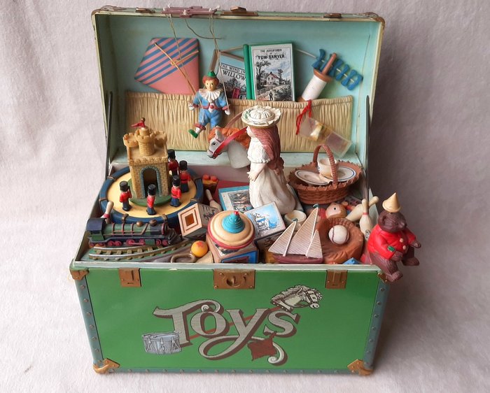 Adorno decorativo - Enesco - Vintage Enesco Music Box "Toy Symphony" caja de juguetes automática. Automatización del cofre de 