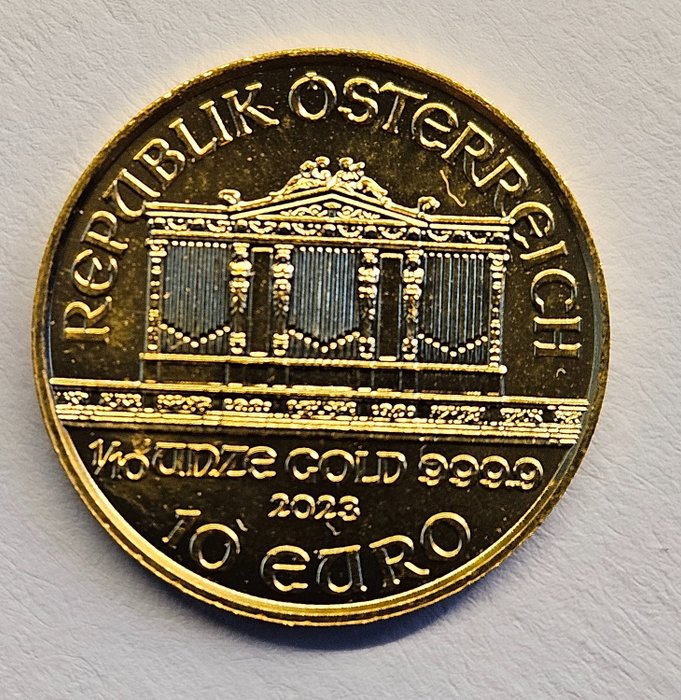 Österrike. 10 Euro 2023 Wiener Philharmoniker, 1/10 Oz (.999)
