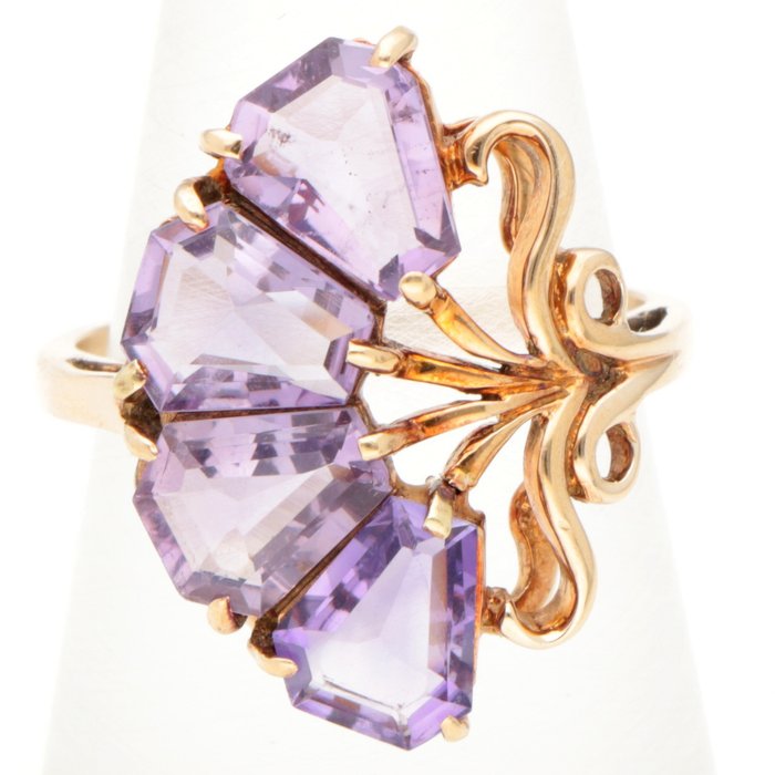 No Reserve Price - Ring - 14 kt. Yellow gold Amethyst 