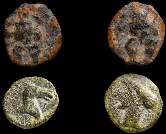 西班牙、埃布蘇斯和卡塔戈諾瓦. 1/8 Calco & 1/2 Calco. 3rd -1st century BC  (沒有保留價)