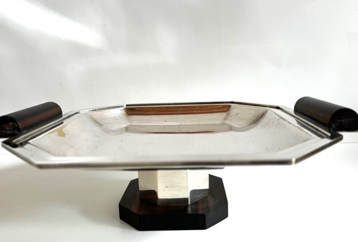 Orfèvre, Coupé - 水果盤 - Art Déco , Coupé "Parisian model"- Silverplated and Wood - 木材（斑馬木）, 鍍銀