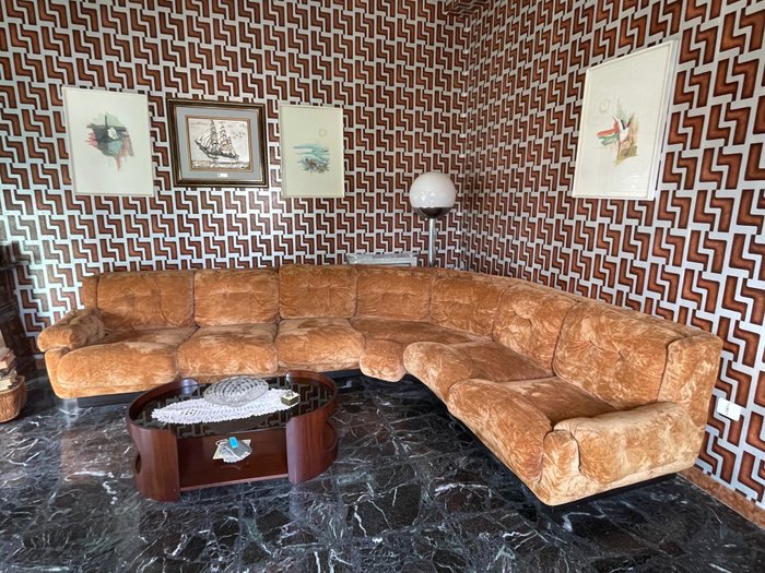 Sofa - Samt, Modulares Vintage-Sofa aus den 70er Jahren