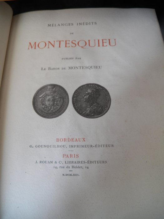 Baron de Montesquieu - Mélanges inédits de Montesquieu - 1892