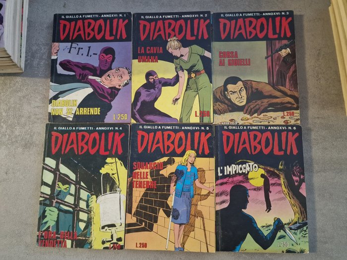 Diabolik nn. 1/26 - anno XVI completo - 26 Comic - Første utgave - 1973