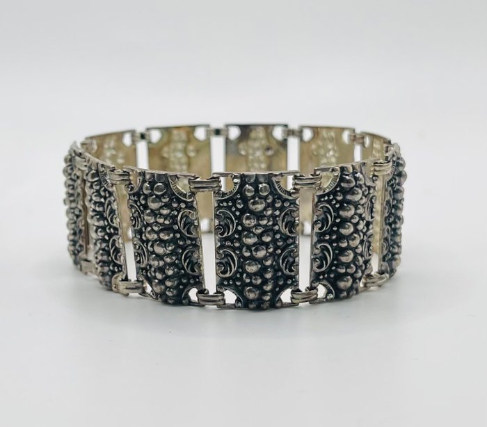 No Reserve Price - Unidentified - Bracelet Modernist Bracelet Silver 835 Makers Mark 