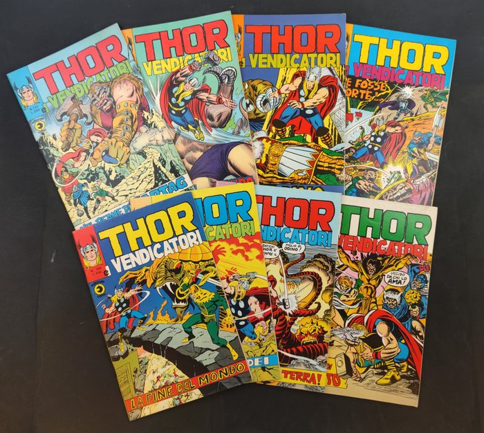 Thor e i Vendicatori nn. 101/105, 108/110 - Nel Reame di Kartag e Altri - 8 Comic - Erstausgabe - 1975