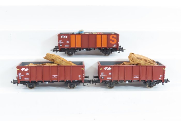 Roco H0 - 76062 - 模型貨運火車組合 (1) - 3件式貨車套裝，附2軸高敞車 - NS