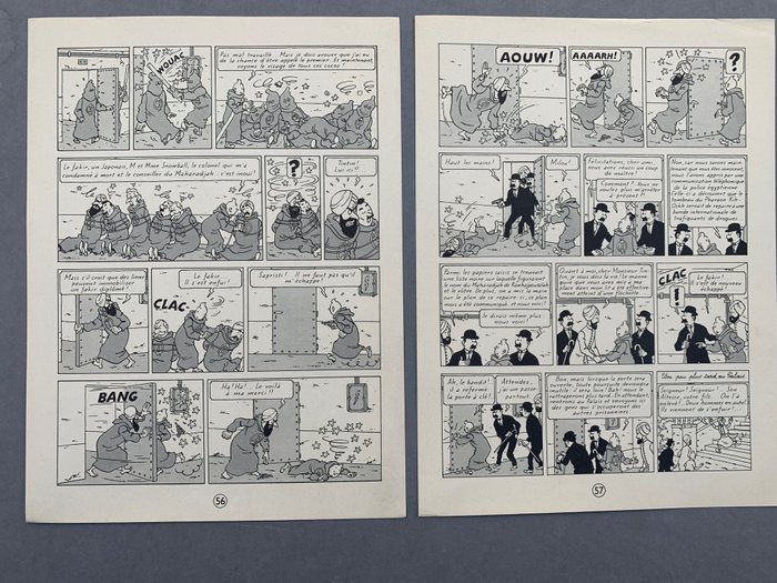 Tintin - Les Cigares du Pharaon - 2 pages  en Édition alternée - 1955 - 2 Drucke drucken