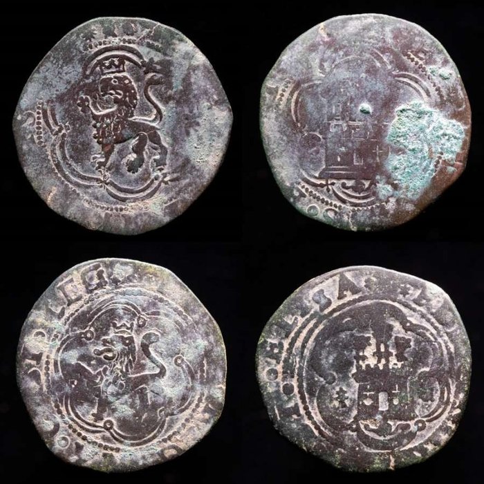 Spanien. Reyes Católicos. 4 Maravedís Conjunto de dos monedas de 4 maravedís acuñadas en la ceca de Cuenca  (Utan reservationspris)