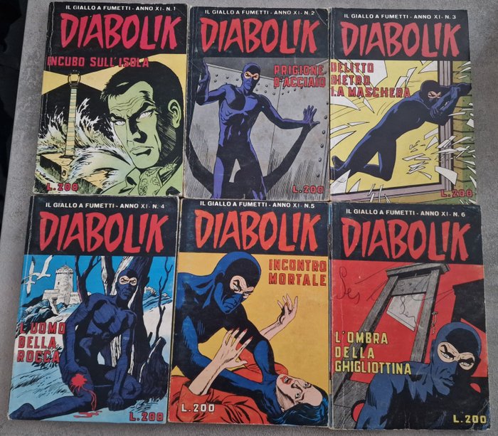 Diabolik nn. 1/26 - anno XI completo - 26 Comic - Første udgave - 1973