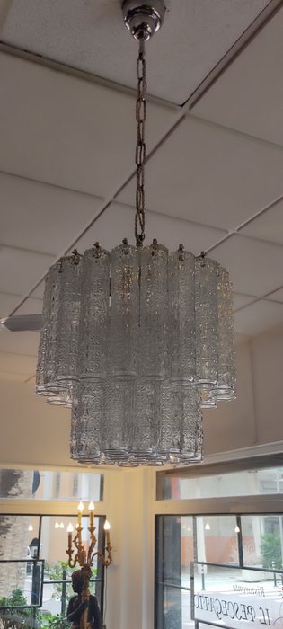 Lampe à suspendre - Bûches de lustre - Métal, Verre