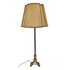 onbekend – Lamp – prachtige vloerlamp – Vintage vloerlamp van messing met prachtige kaping van perkament