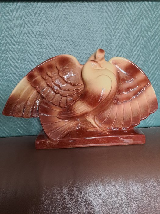 Le Jan - 雕刻, Les Pigeons Amoureux - 28 cm - 陶瓷