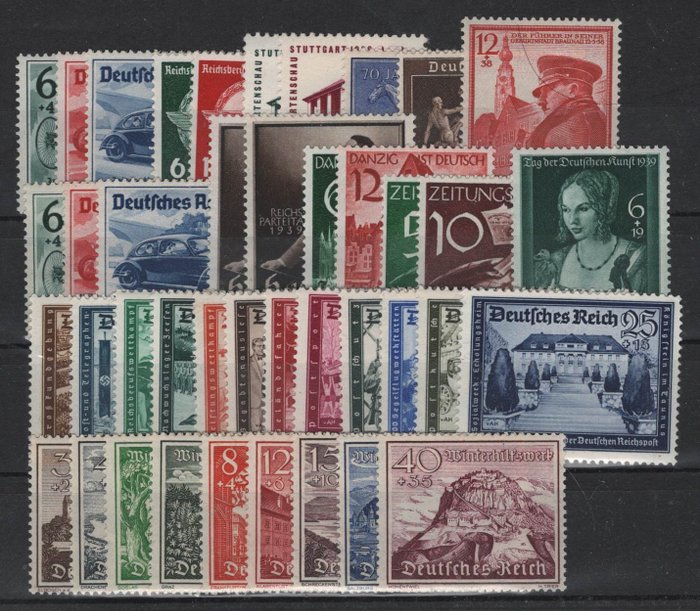 Német Birodalom 1939 - A kiváló minőségű évjárat egy szett kivételével teljes - Michel 686-715, 730-Z739