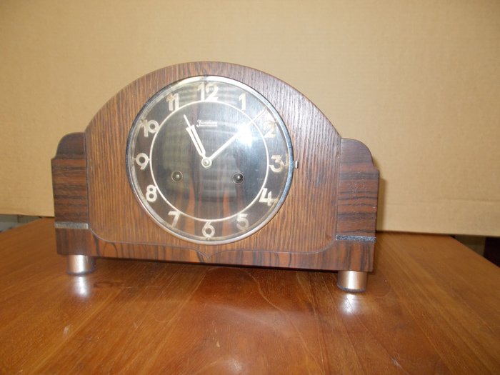 Reloj de repisa de chimenea - Junghans -  Art Déco Latón, Madera, Vidrio - 1930-1940