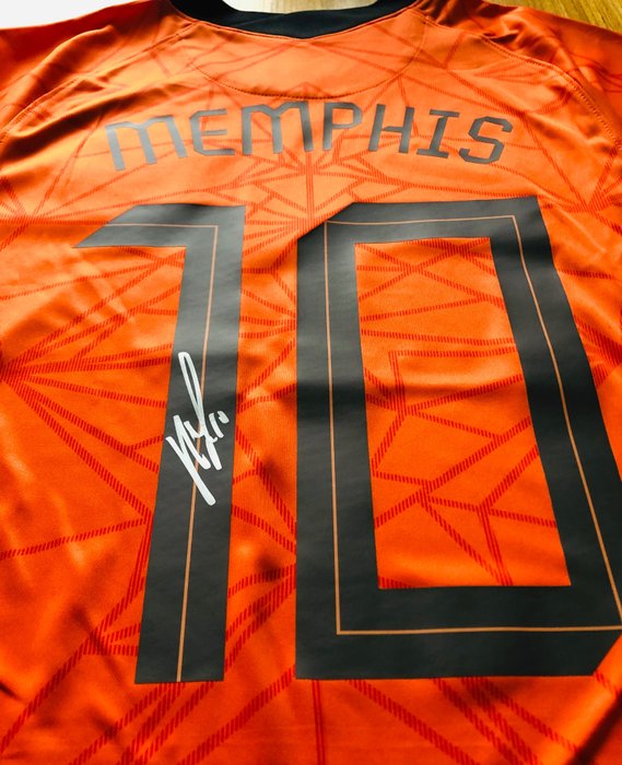 Netherlands - Memphis Depay - Επίσημη υπογεγραμμένη φανέλα 