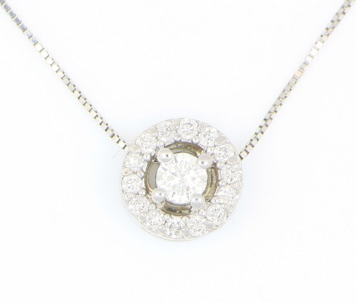Ohne Mindestpreis - Halskette - 18 kt Weißgold, NEU -  0.25 tw. Diamant  (Natürlich) 