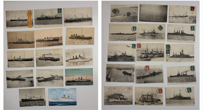 Franța, Canada, Belgia, Italia, - Maritim, Militar, Vapoare - Carte poștală (29) - 1950-1910