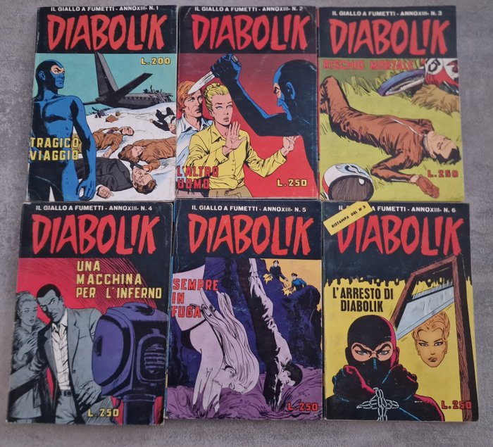 Diabolik nn. 1/26 - anno XIII completo - 26 Comic - Πρώτη έκδοση - 1973