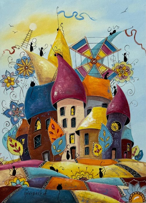 Grinchenko Nataly - Colorful cats town
