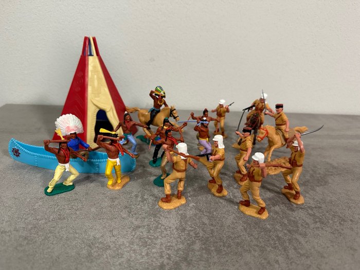 Timpo Toys  - 玩具小雕像 19x Legione Straniera, Indiani + Accessori - 1960-1970 - 英國