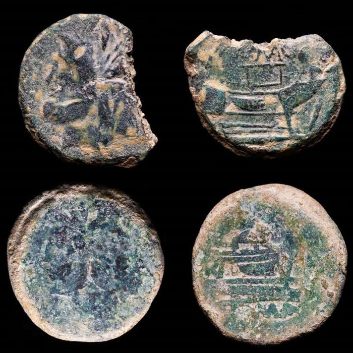Império Romano. Anonymous bronze Janus As. Lot comprising two (2) coins Rome mint.  (Sem preço de reserva)