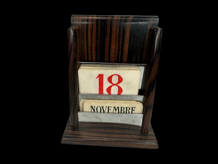 Conjunto de secretária - Franse bureau kalender - Art Deco - Madeira - Coromandel, Plástico