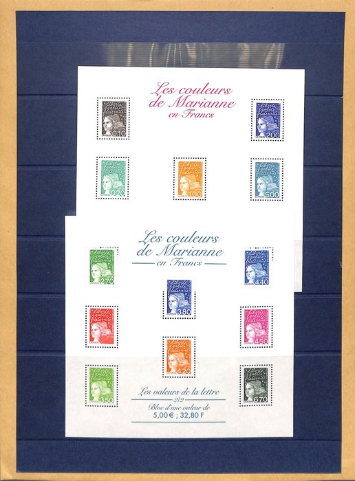 法國  - 一套漂亮的郵票 + 頁面上的現代塊 - 查看 32 張照片