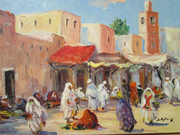 Retaux Bruno (1947) - Marché à Marrakech . Maroc