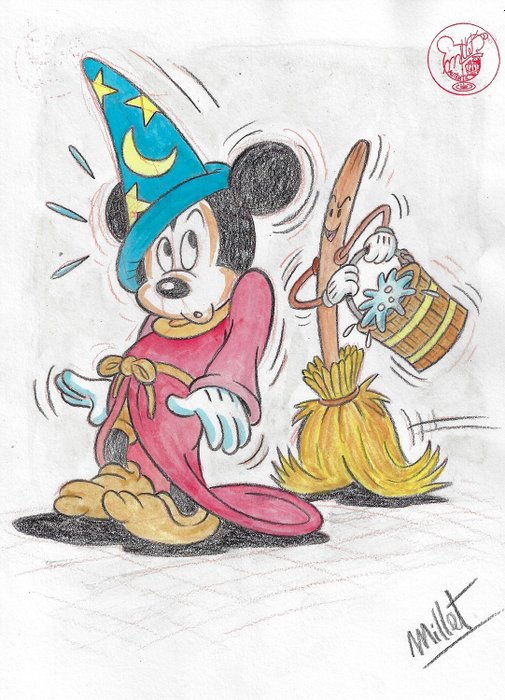 Millet - 1 Watercolour - Mickey Mouse - The Sorcerer's Apprentice
