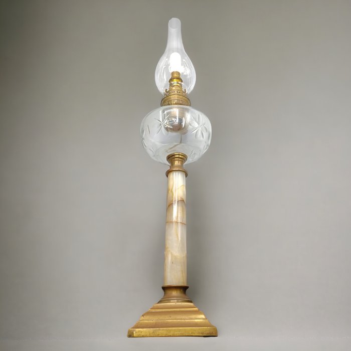 Lámpa - 74 cm magas - Bronz, Ónix, Üveg