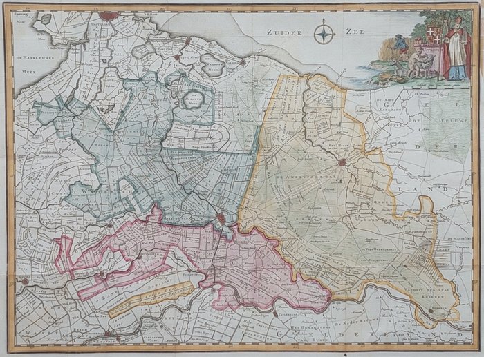 荷兰, 地图 - 乌得勒支; Isaak Tirion - De Provincie van Uitrecht - 第1753章