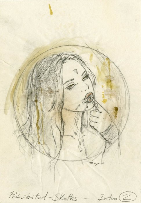 Luis Royo - 1 Original drawing - published on "Prohibited Sketch Serie Intro 2" - 2004