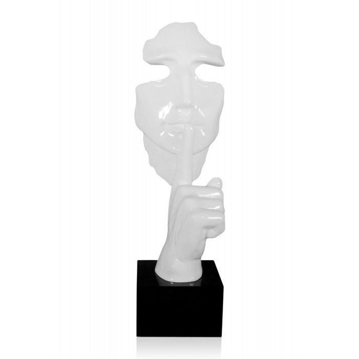 雕刻, Viso astratto uomo bianco - 48 cm - 樹脂